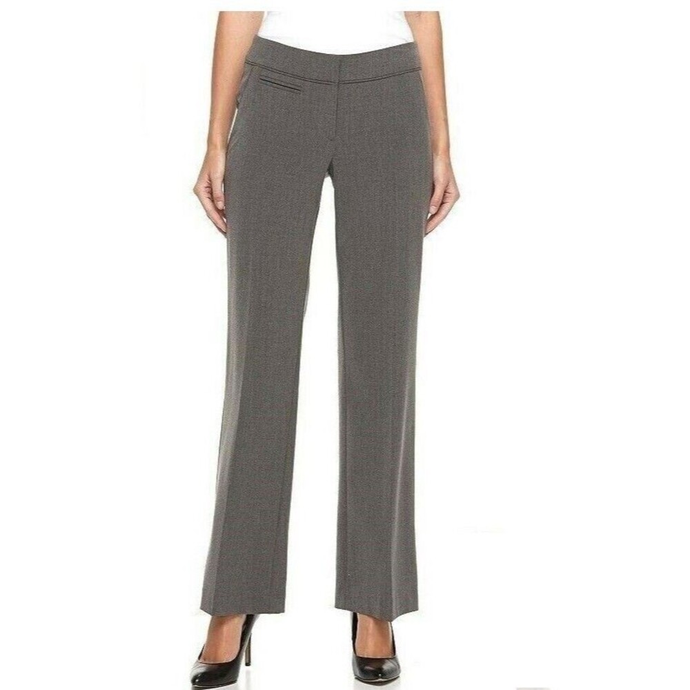 Apt 9 Trouser Leg Dress Pants Womens 10 Gray Career Stretch NEW